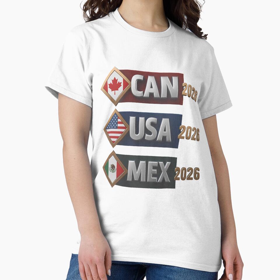 CAN USA MEx 2026 Flags, Canada USA Mexico Soccer Tournament by johnfitz-tee