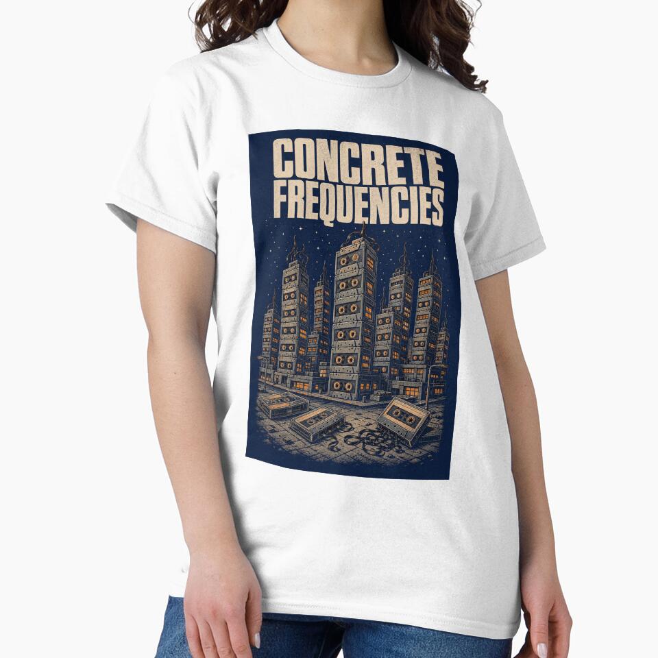Retro Concrete Jungle Frequency Cassette Tape Nighttime Cityscape by ActOnyx Designs