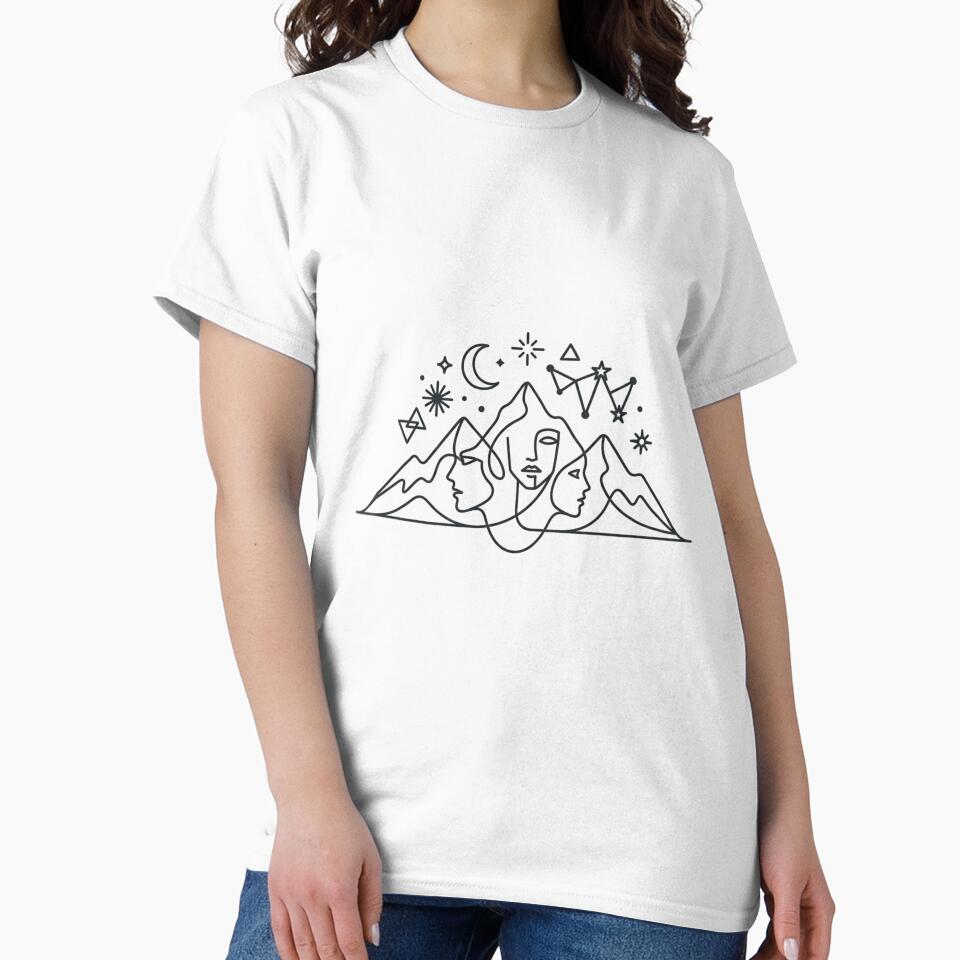 Minimalist Mountain Soul – One Line Art Faces & Peaks Boho Design by Wear Sculpt