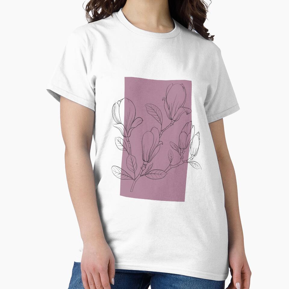 Magnolia Flowers Botanical Drawing Line Art by dk-design85