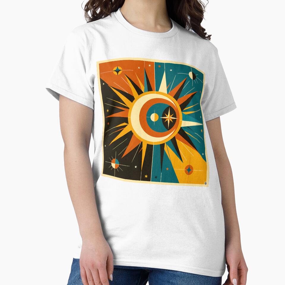 Geometric Celestial Sun and Moon Burst by InkSmithery