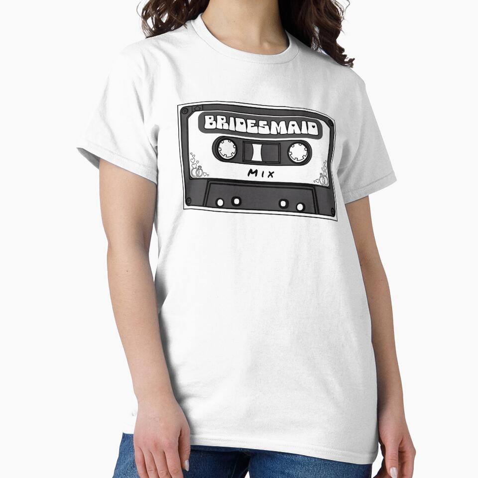 Bridesmaid Mix Tape Retro Wedding Party Cassette Design by MusicFanTees