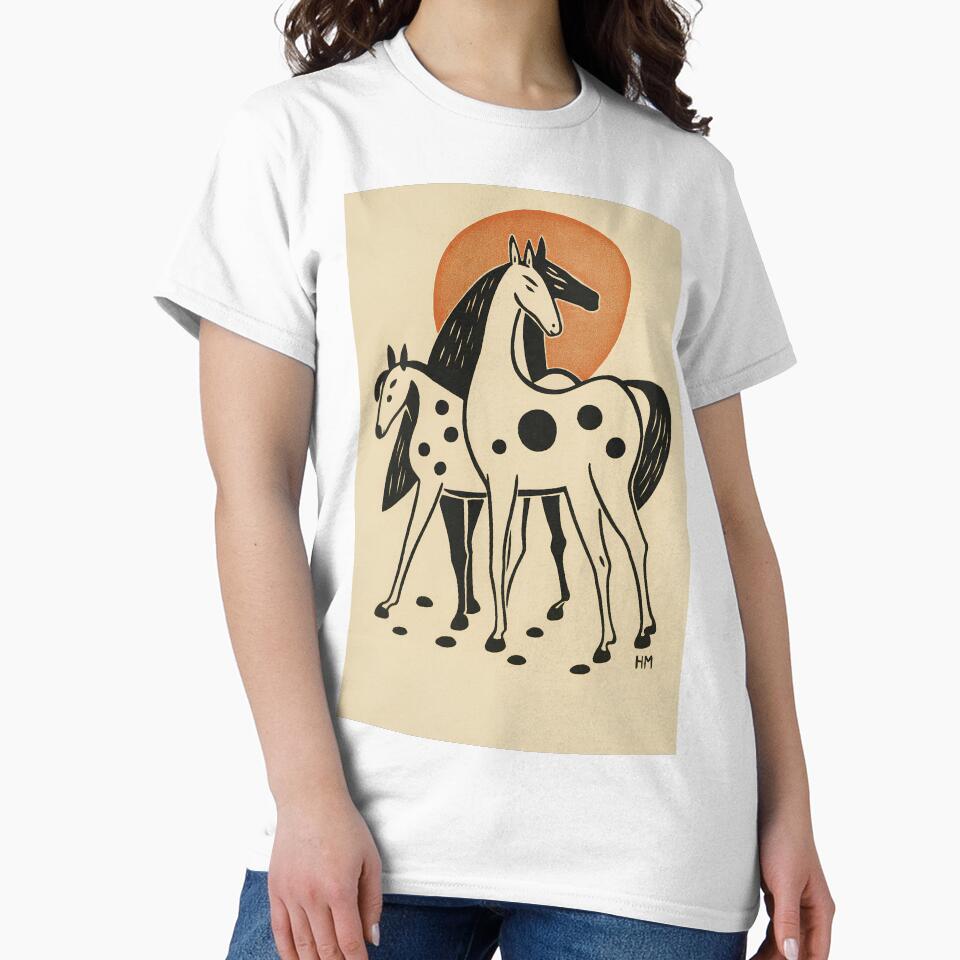 Patched Horses Woodcut Style Abstract Art by LaFabricaArt