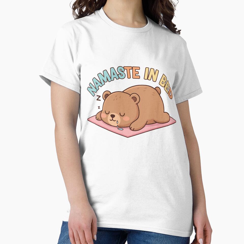 "Namaste In Bed" Funny Lazy Bear Graphic - Yoga Pun Art - Cute Nap Time Humor by BestChoiceService