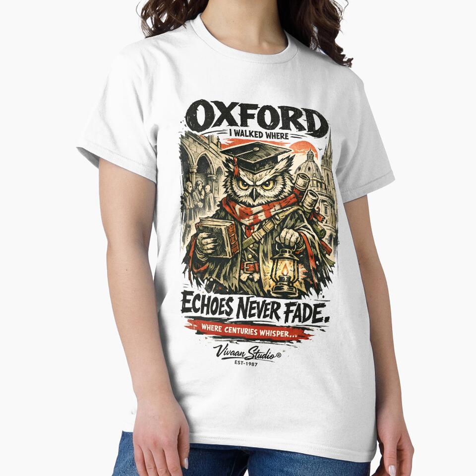 Oxford University Aesthetic Vintage Owl Art - I Walked Where Echoes Never Fade Dark Academia Poster by Vivaan Studio by Vivaan Studio