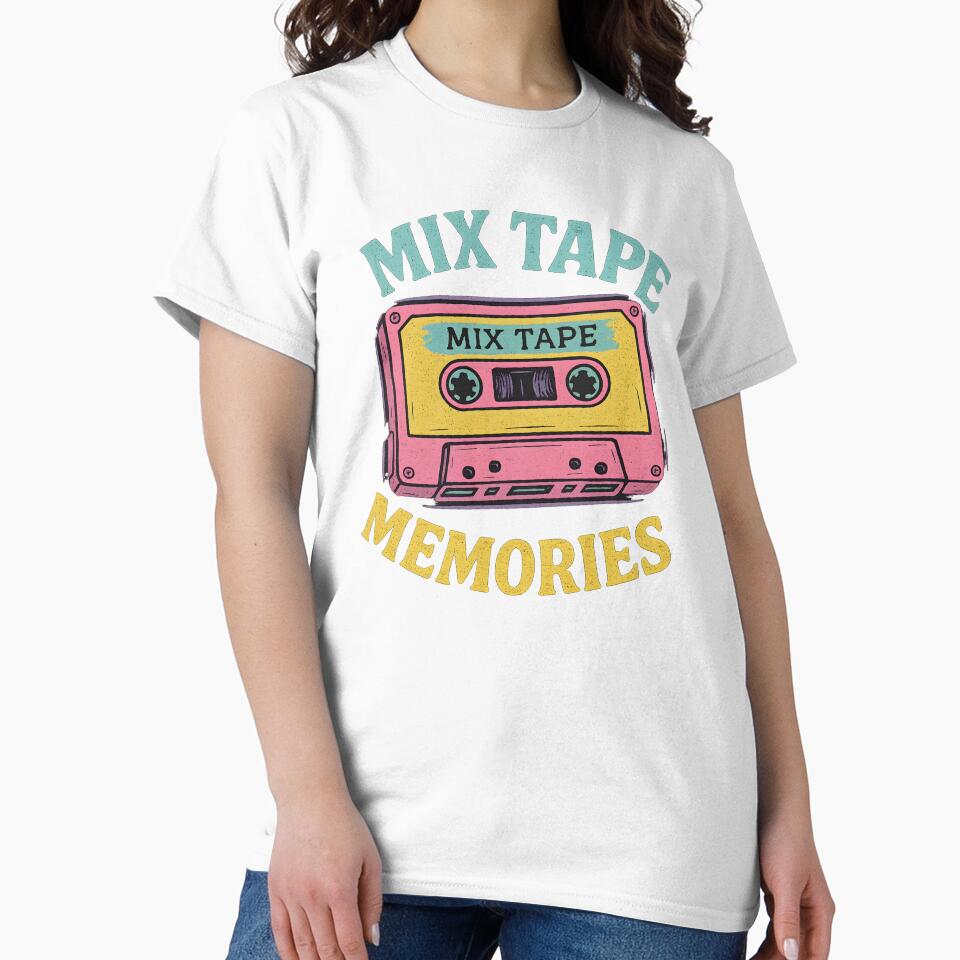 Mix Tape Memories Retro Cassette Design – 80s 90s Vintage Music Lovers T-Shirt, Sticker & Gift by Glownfun