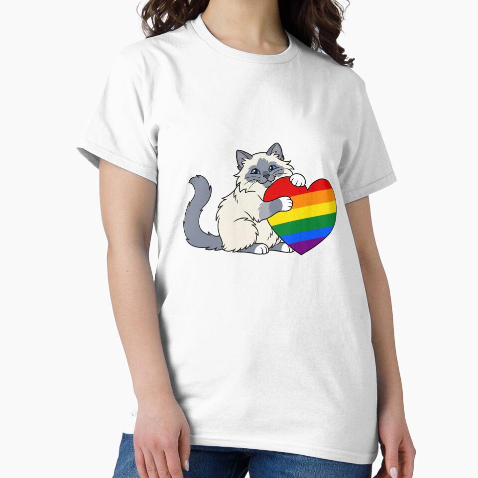 Love is Love Rainbow Heart Pride Cat by Snowy Studio Designs