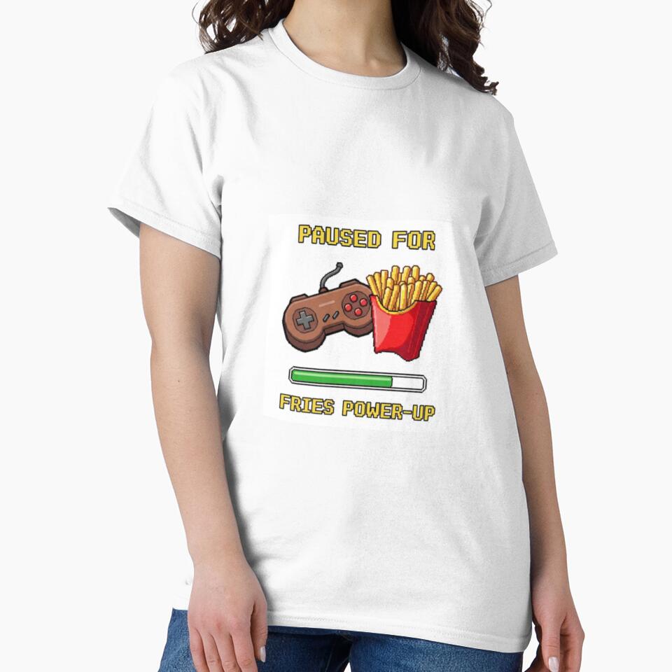 French fries Pixel art retro gaming gamer 8 bit level up food funny prank weird foodie lover by CheeseBlueprint