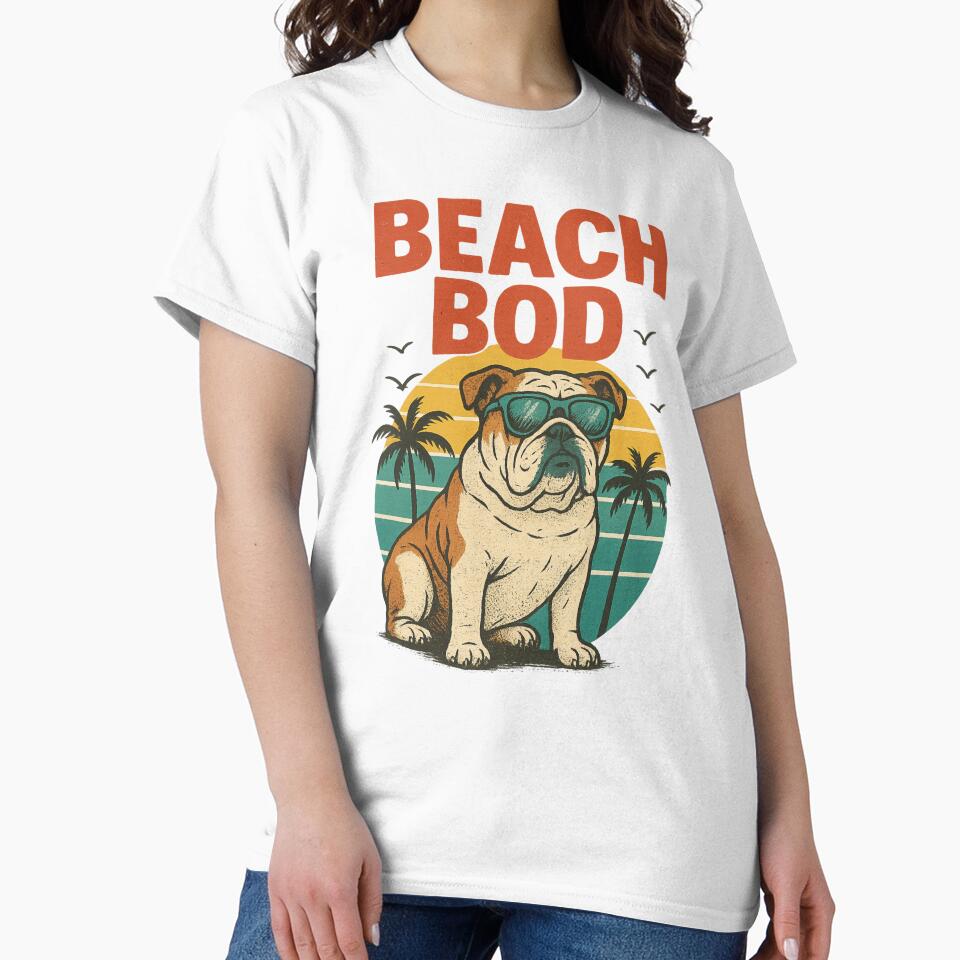 Beach Bod Bulldog Sunglasses Retro Tropical Vibes by Adrian Kane