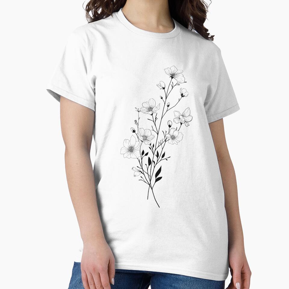 Minimal Line Art Flower by Shirtory