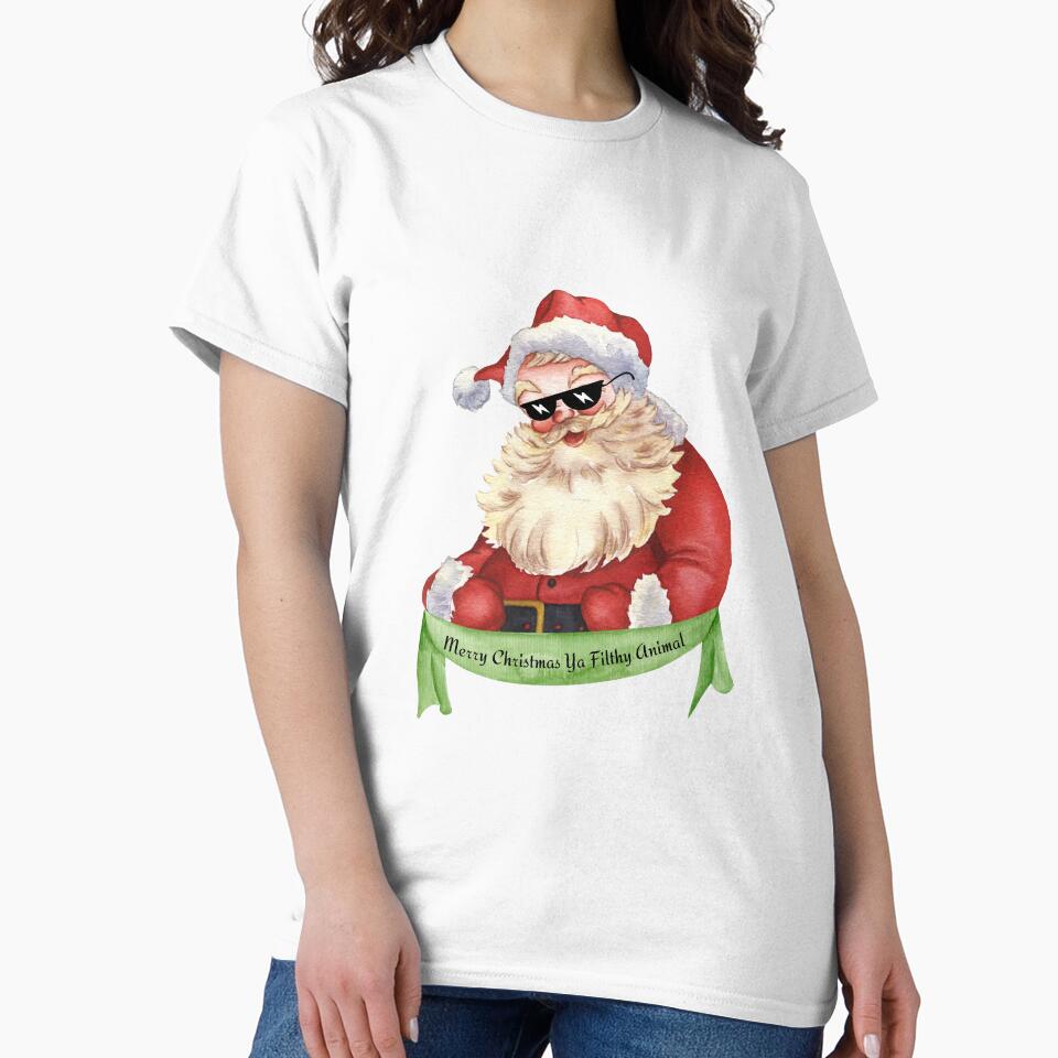 Retro Vintage Santa Claus - Merry Christmas Ya Filthy Animal by luckymooninc