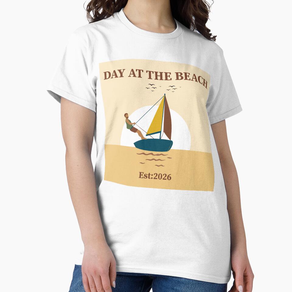 Day at the Beach Sailing Boat Summer Vacation 2026 Art by PixelWaveBD