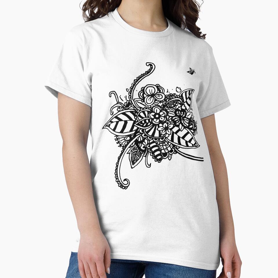 Summer Flower - Black (Zentangle/ Doodle/ Mandala) by CreativityRoams