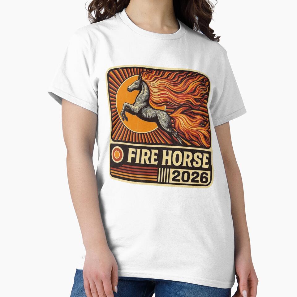 Retro Fire Horse 2026 - Vintage Chinese New Year Matchbox Art by Tshirt-Deer