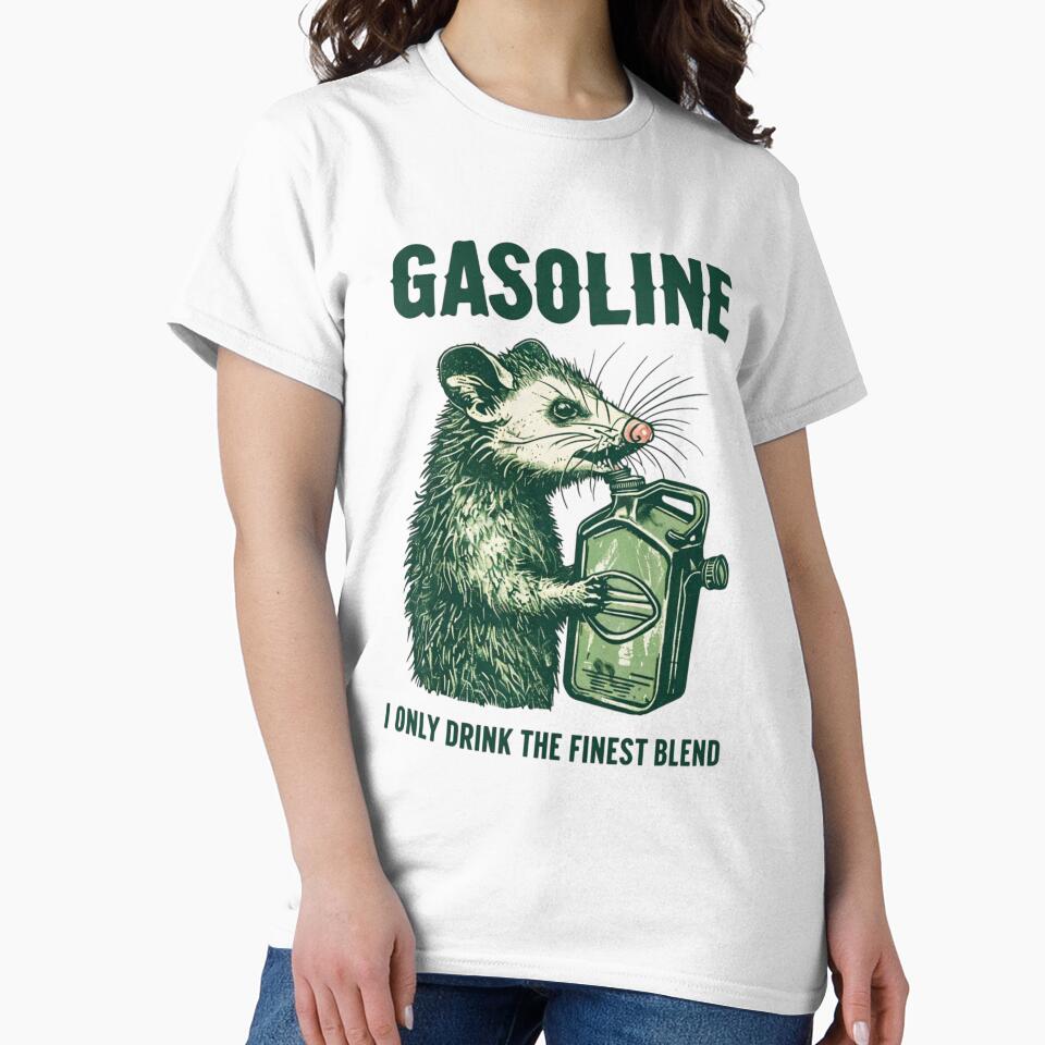 Vintage Woodcut Possum — Funny Gasoline Can Opossum Illustration by Colorful-Garden