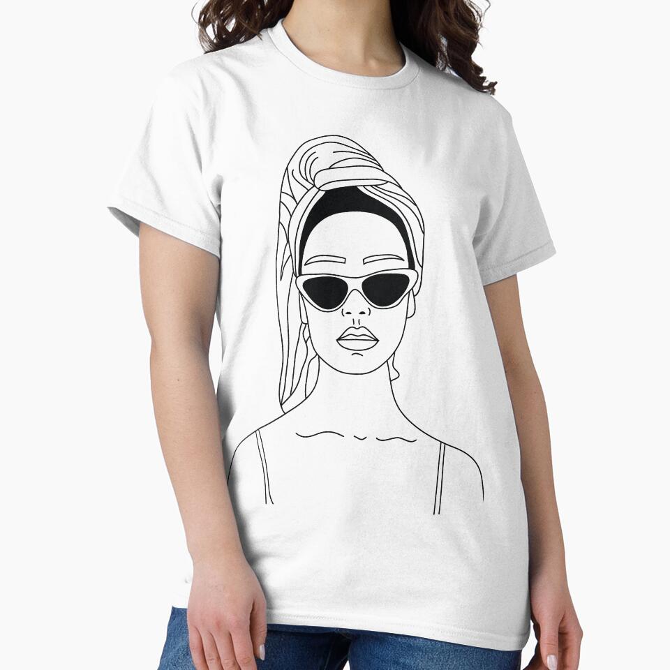 Fashion Woman Sunglasses Line Art by minimallineart
