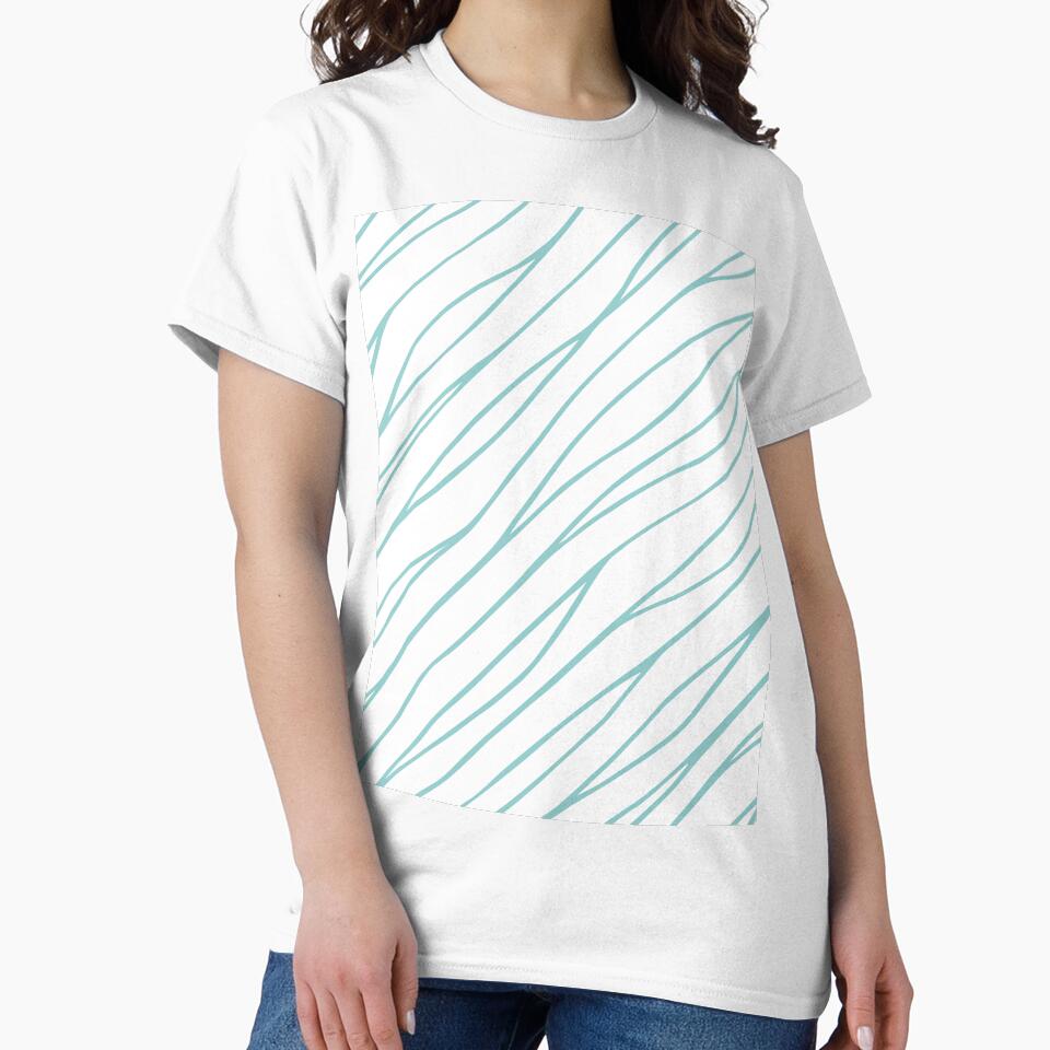 Wavy Lines Pattern Turquoise Blue and White 1 by PAPER MOON art & design