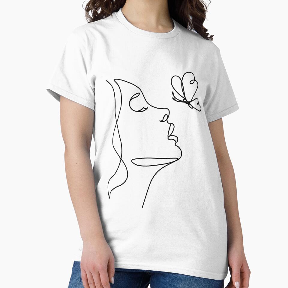 One line woman and butterfly face portrait art for wall. single line art banner. decor. minimalist by JSWDESIGNS