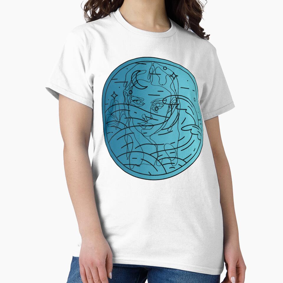 Oceanic Reverie – Minimalist One Line Art Portrait by Kanniax
