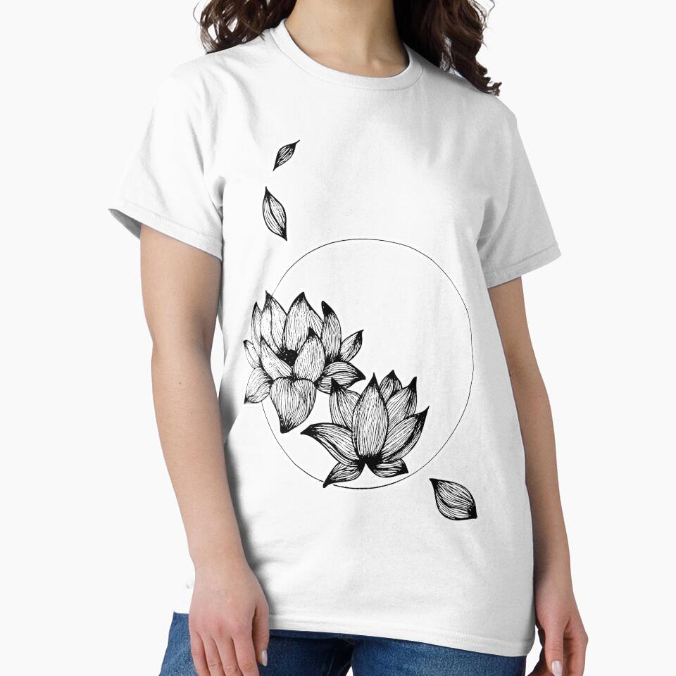 Lotus Flower in the Wind, Black and White Japanese Style by JGGraphdesign
