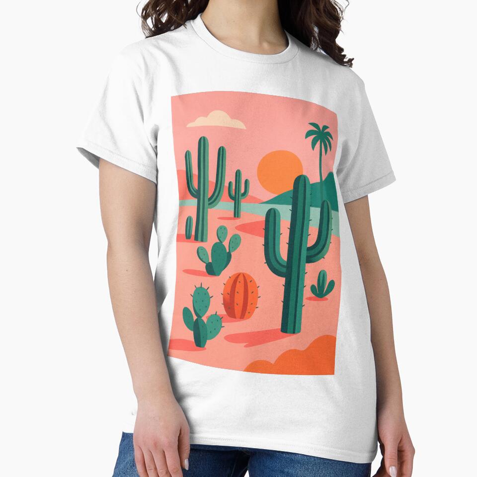 Stylized Cacti – Sunset over the Pink Desert by Pink & California