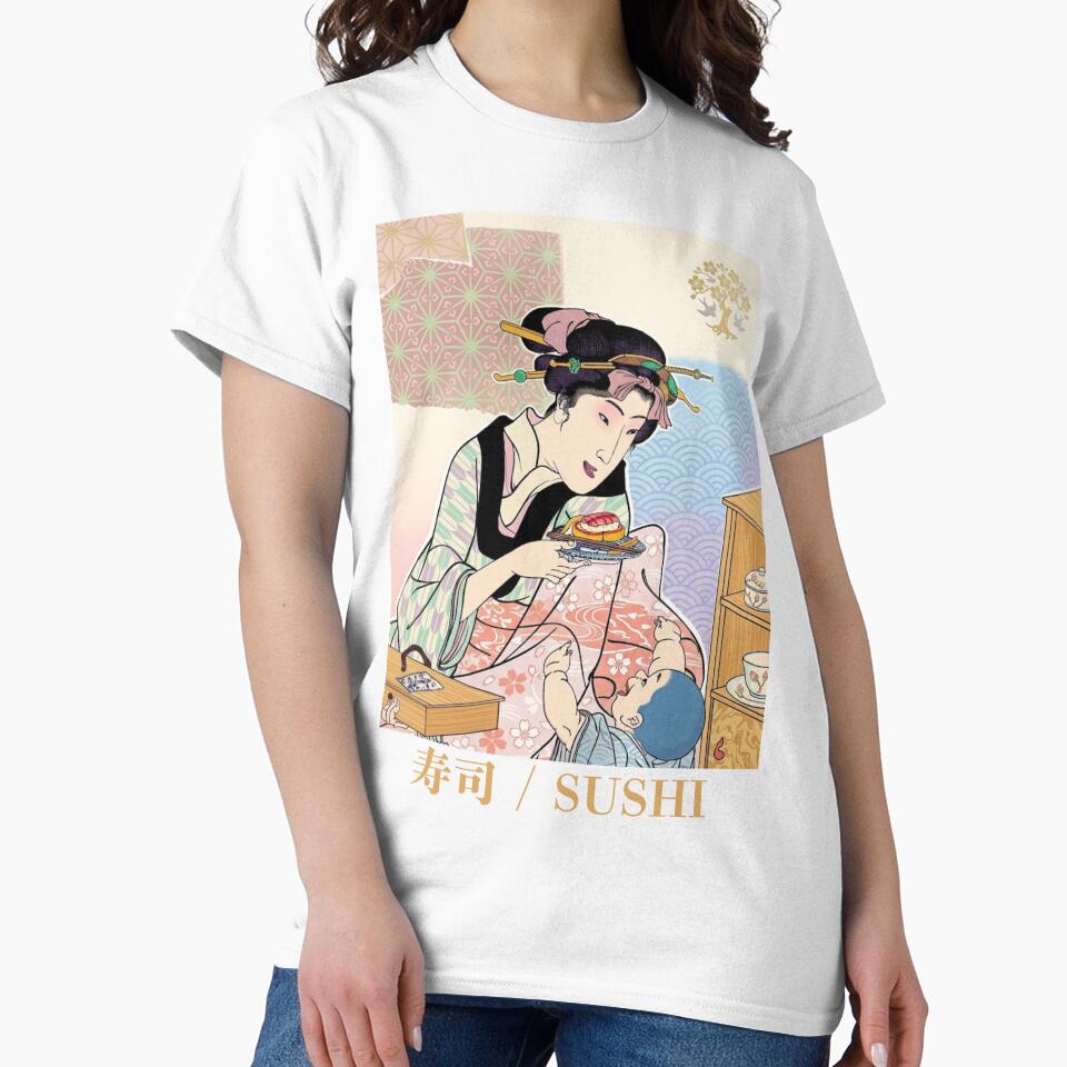 Sushi Sakura Art Soft Pastel Aesthetic by Tokyo-Edo Vibes