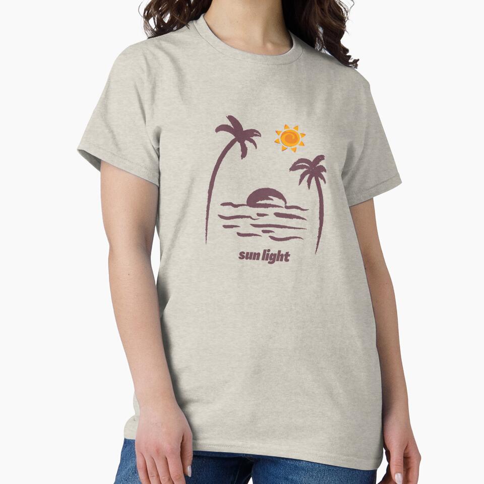 Sun Light Tropical Beach Art - Minimalist Palm Trees Sunset Brush Stroke Design by Elhelaly