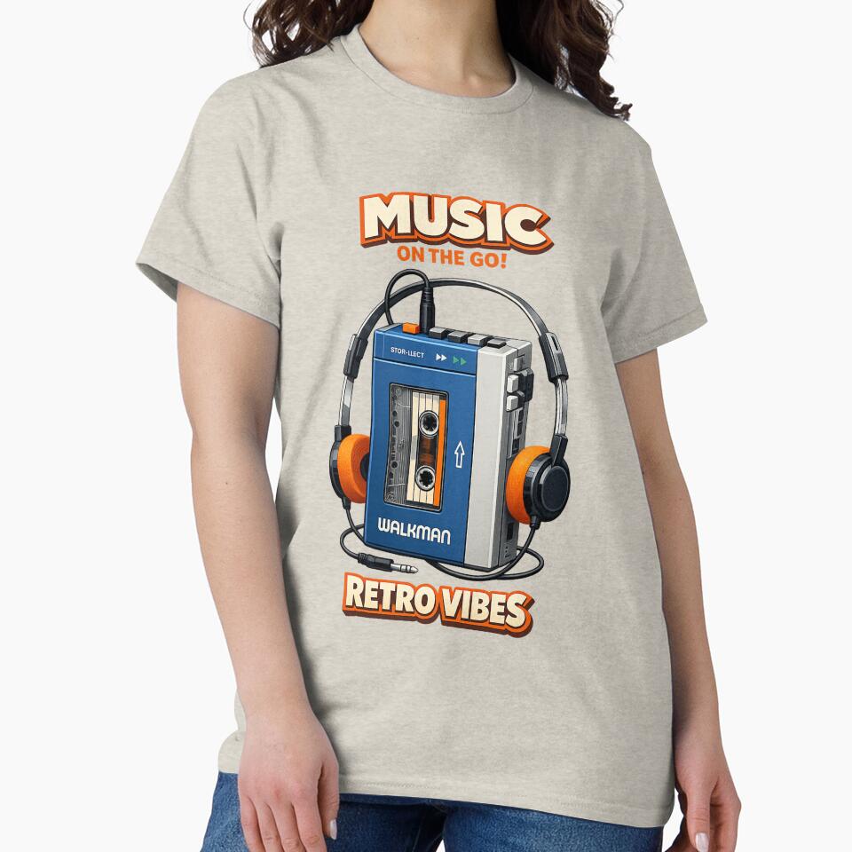 Retro Walkman Cassette Player with Headphones – 80s Music Vibes AI  Design by Cleora Art