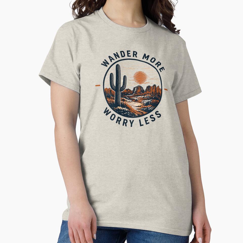 Wander More Worry Less Desert Sunset Retro Design by StateMoodDesigns