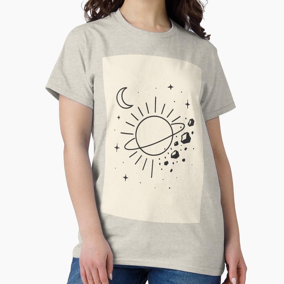 Minimal Cosmic Sun & Moon — Line Art Space Design by From Cyryl with Love