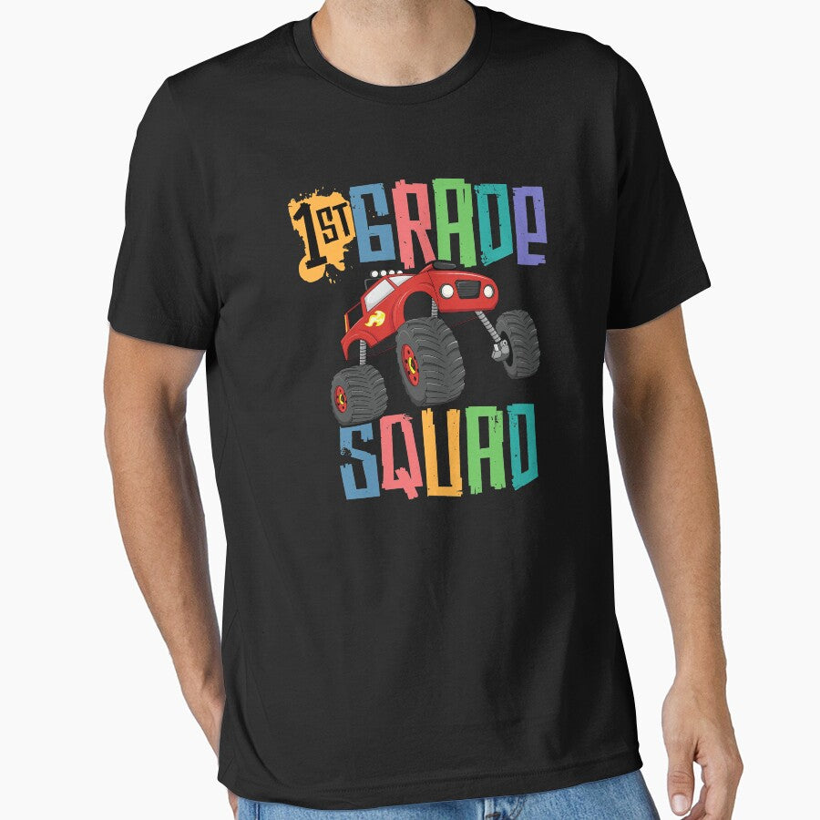 1st Grade Squad Back to School Teacher T-Shirt First Truck by 14thFloor