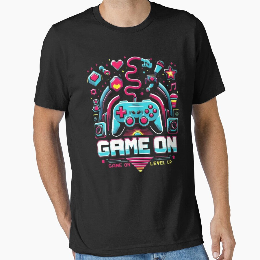 Game On T-Shirt Fashion Design for Gamers | Level Up Gamer Shirt | Gift for Video Game Lovers | Gamer Shirt, Birthday Matching, by RareTshirtStore
