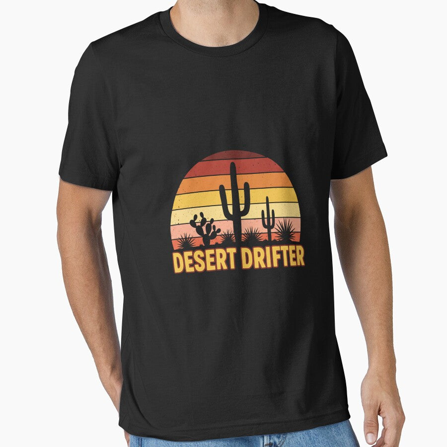 Desert Drifter - Retro Cactus Sunset by Merchifyme2000