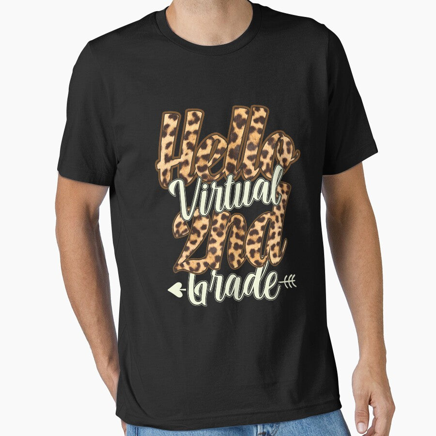 Hello Virtual 2nd Grade Leopard Print Teacher Kids Gift by BaseStore
