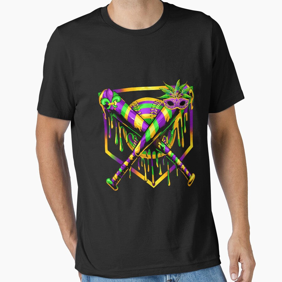 Baseball Mardi Gras Carnival Party Mask Ice Cream Drip Boys by GreggRoss