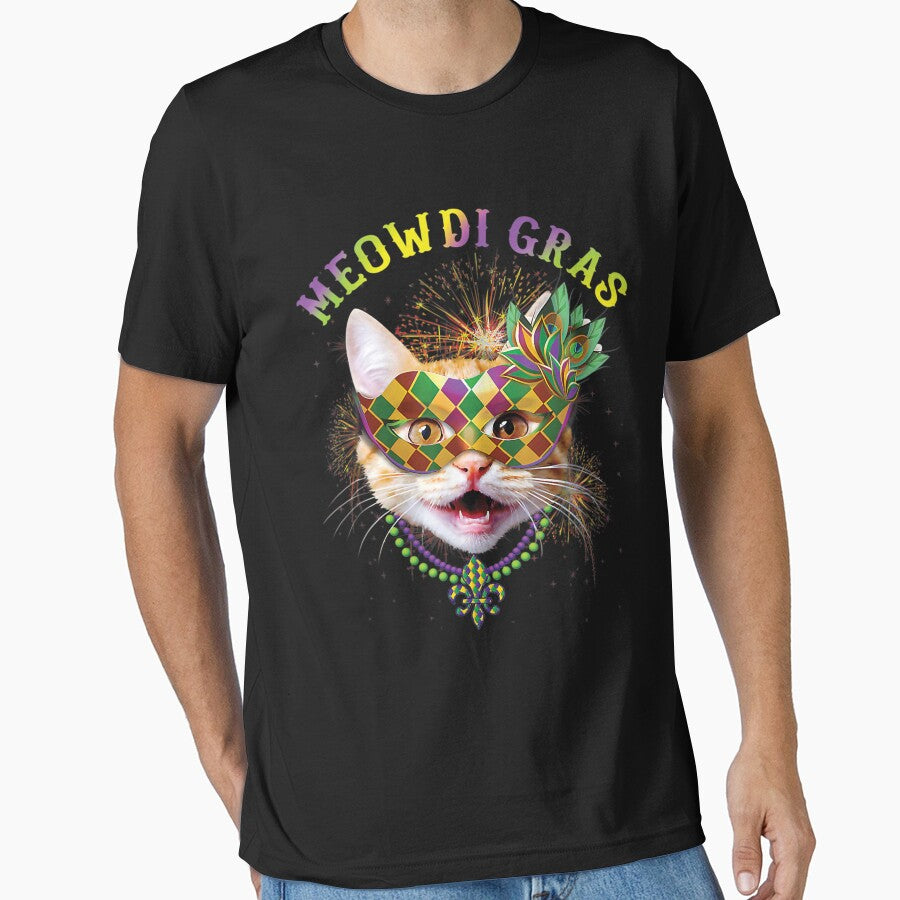 Meowdi Gras Kitten Cat Mask Beads Mardi Gras Funny Gift by ecomdesign