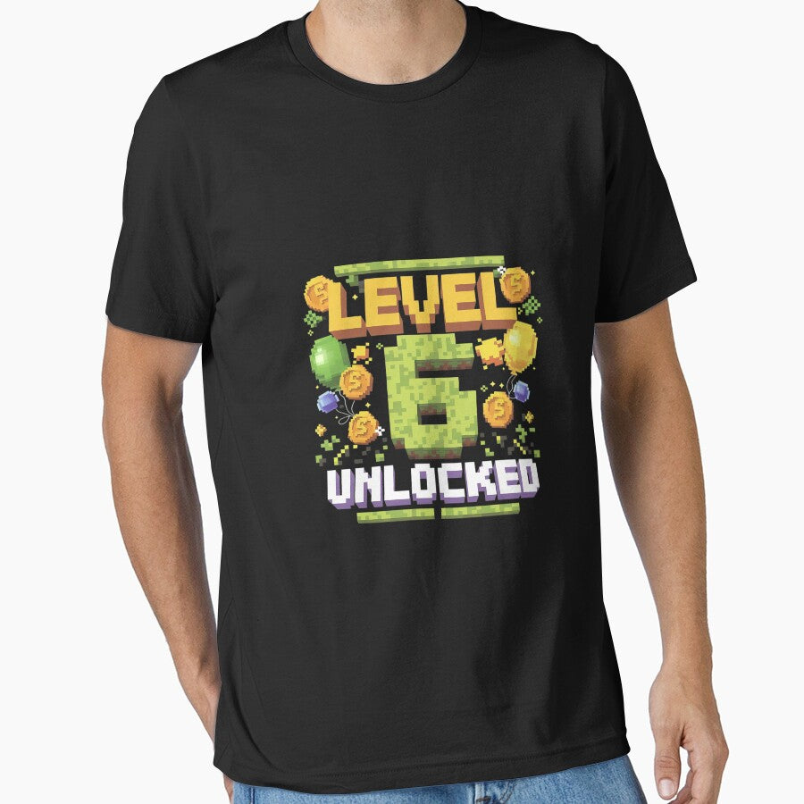 Level 6 Unlocked 6th Birthday Gamer Pixel Video Game Party by CombatTask