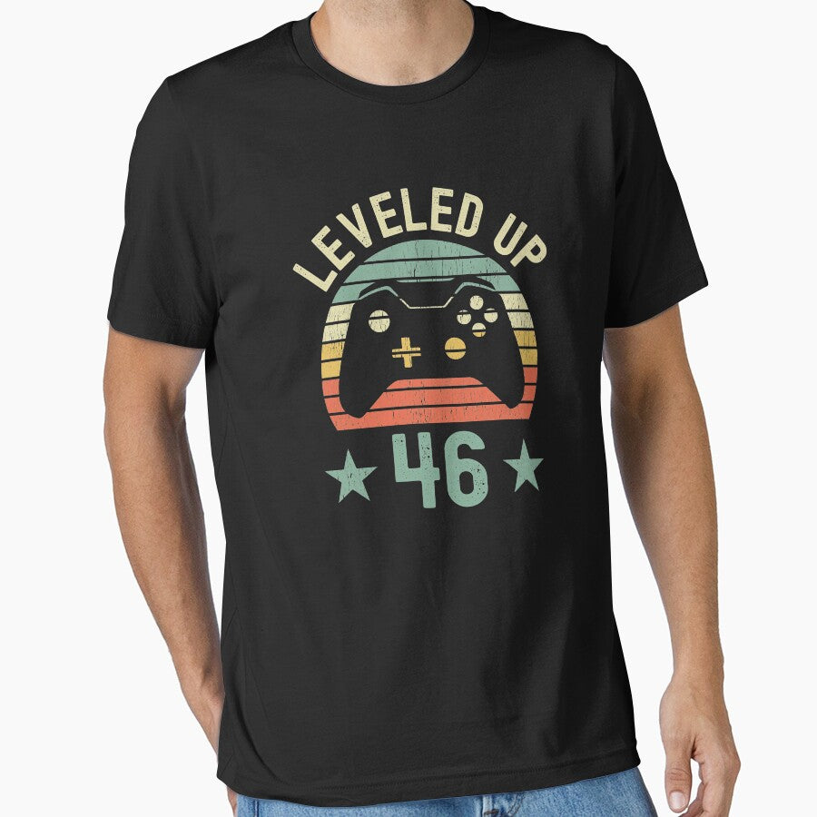 Leveled Up Retro Vintage Gamer 46th Birthday by B-RAD-Designs