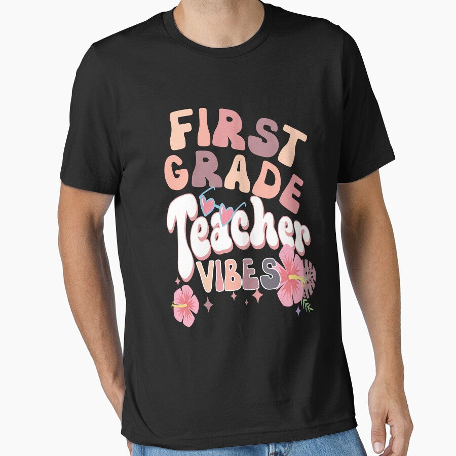 First Grade Teacher Vibes Funny First Grade Teacher by SharpThreadZ