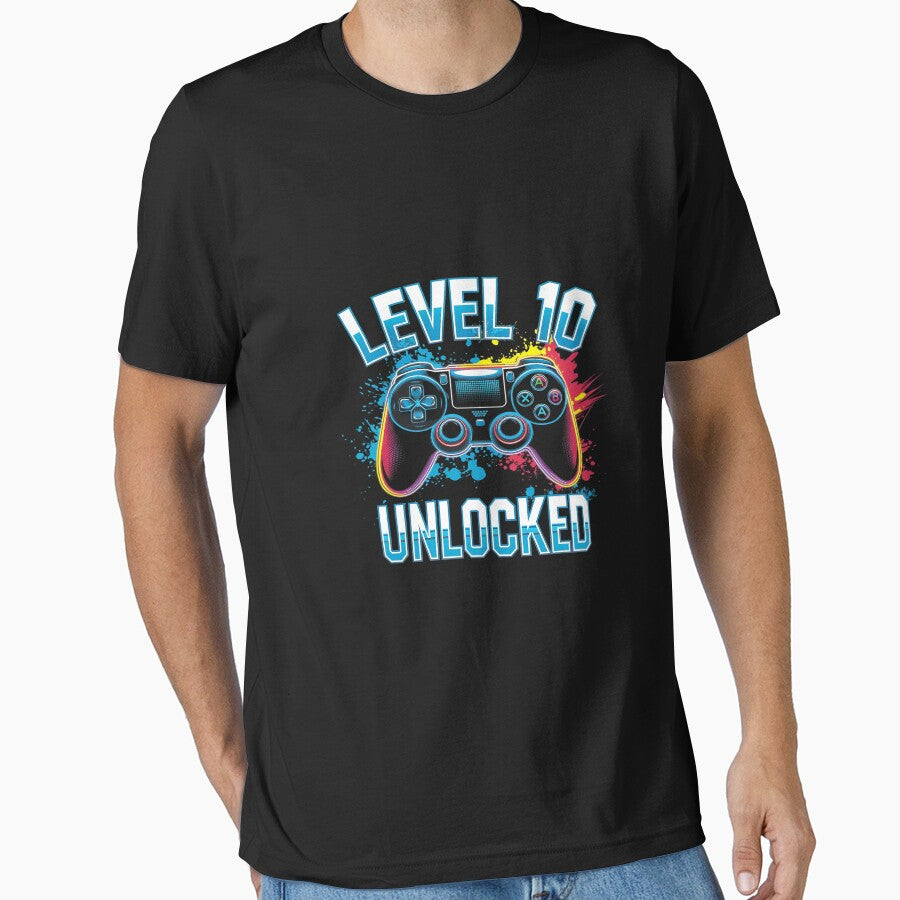 Kids Level 10 Unlocked Video Gamer 10th Birthday Game by DigitaldeligArt