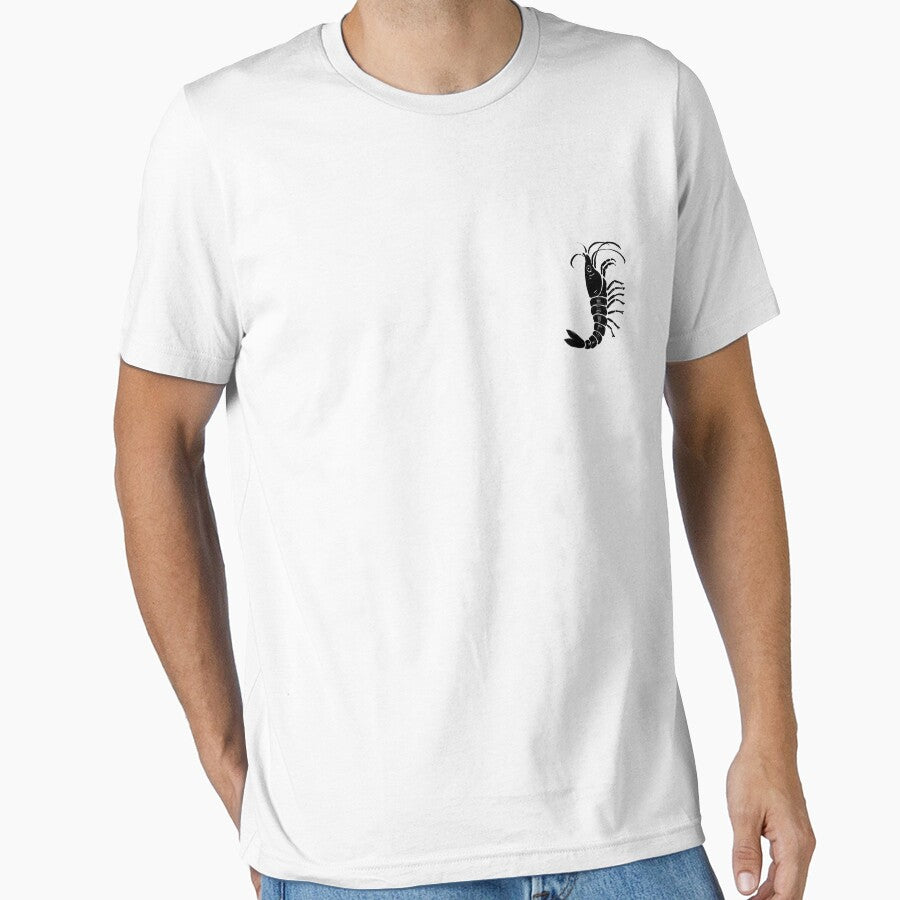 Black Ink Shrimp Minimalist Marine Art by Theselinara