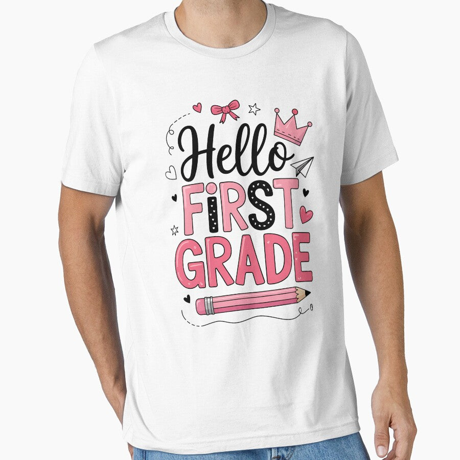 Hello First Grade First Day of School Coquette Teacher by BakeryDozen