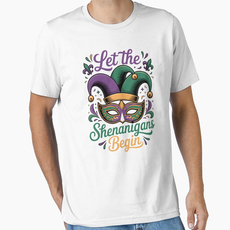 Let the Shenanigans Begin Colorful Jester Hat Mardi Gras Design by LiviuGligoros