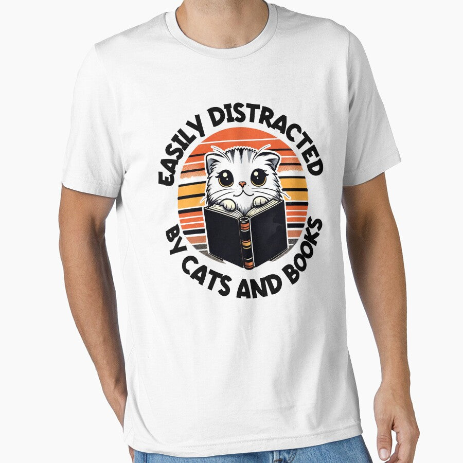 Cute Reading Cat Shirt | Book Lover Kitty Tee | Retro Cat Reader Design by UmazDesigns