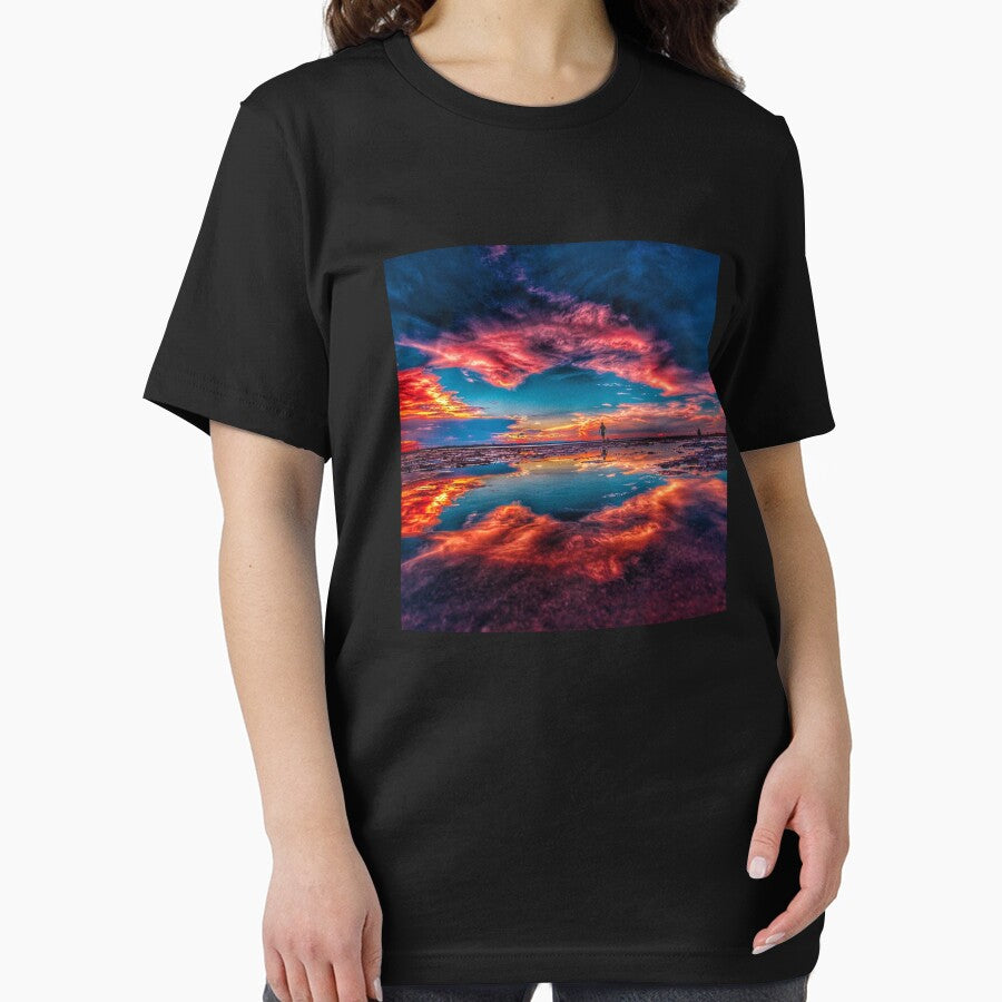 refection of the colorful sky by ocean-wave