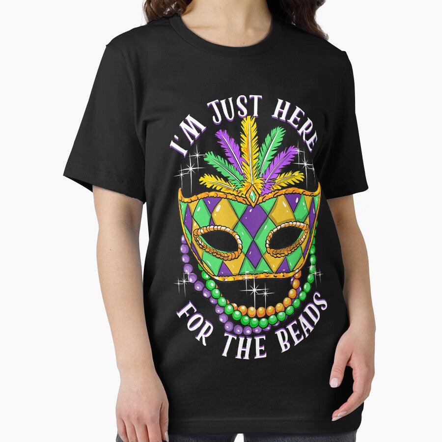 Just Here For The Beads Mardi Gras Parade Party Mask Costume by JaredWiseman