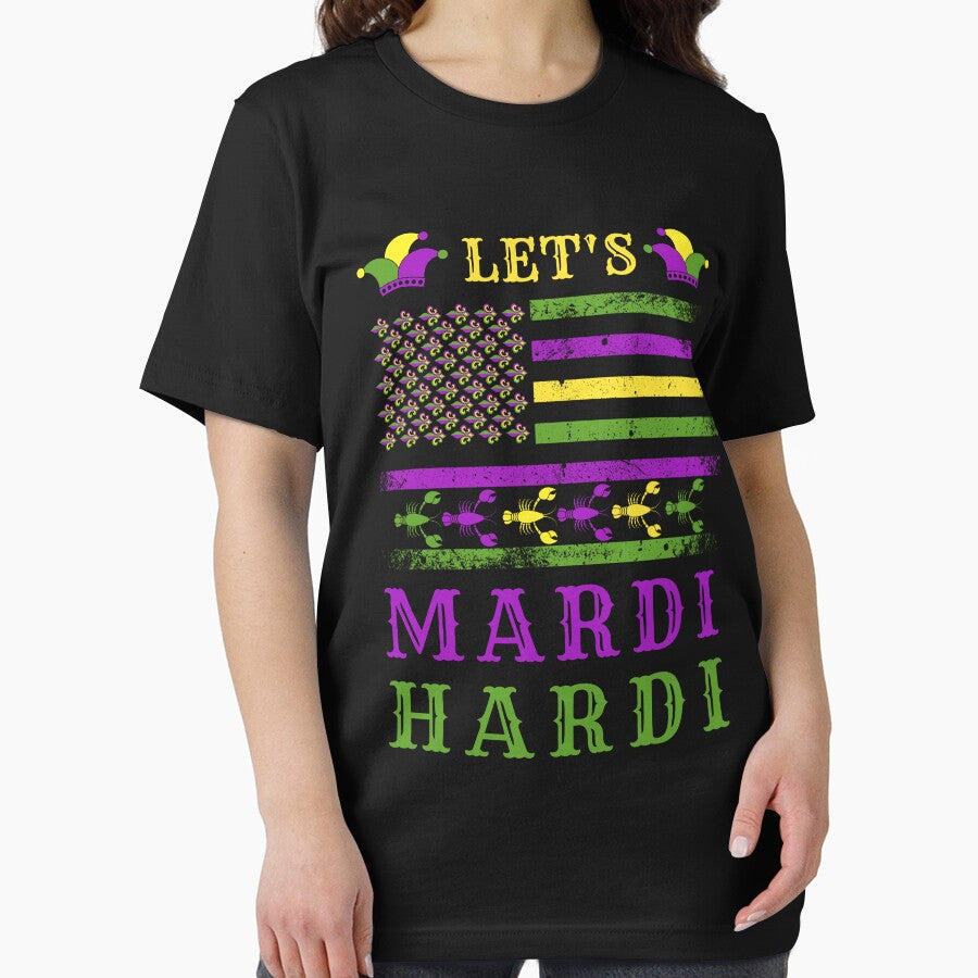 Lets Mardi Hardi Gras Vintage Flags With Mask And Crowfish by MotivaChic