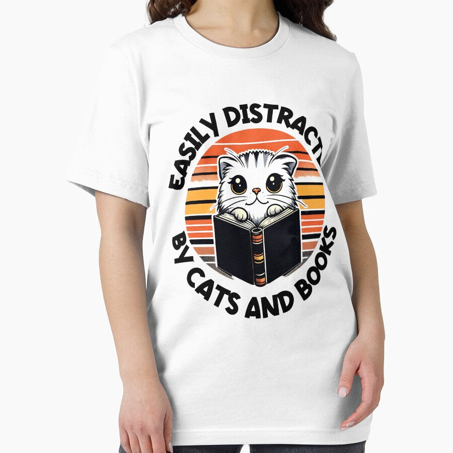 Cute Reading Cat Shirt | Book Lover Kitty Tee | Retro Cat Reader Design by UmazDesigns