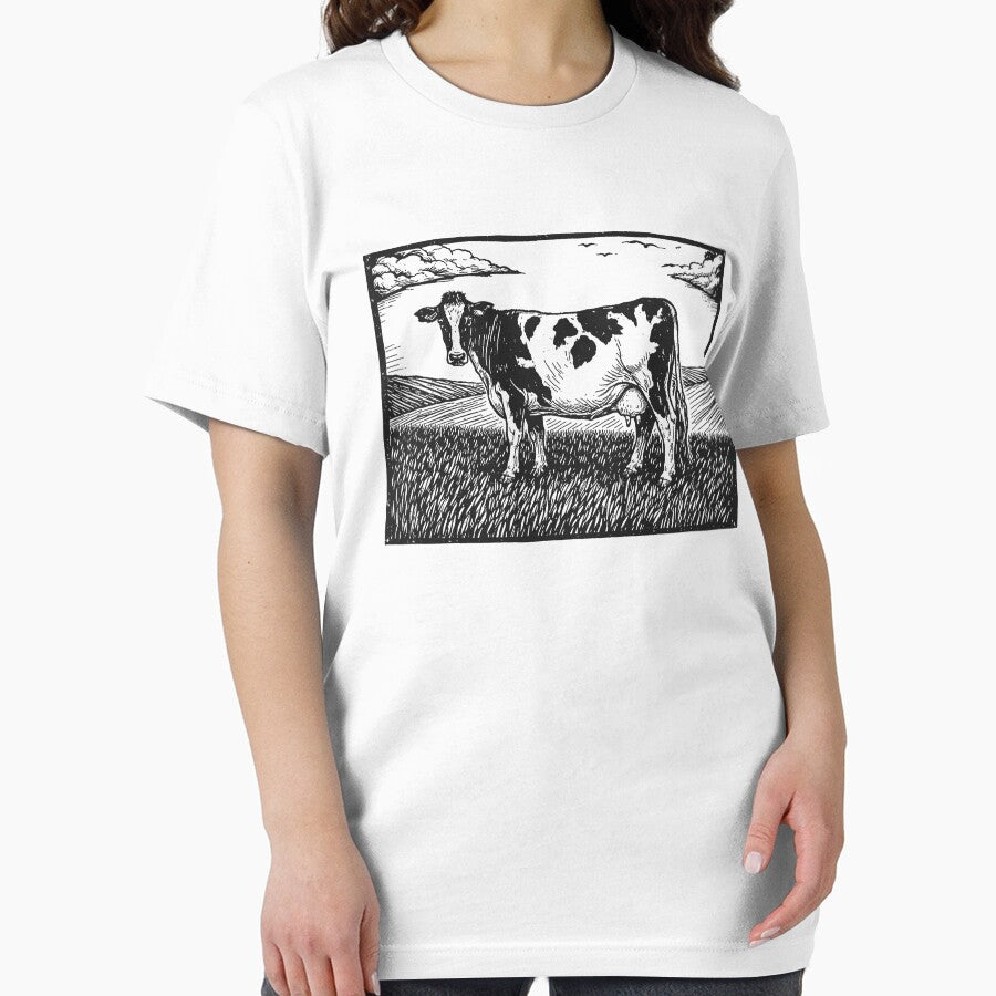 Linocut Cow: Country Farm Animal Meme Vintage Style by RandyHaskins