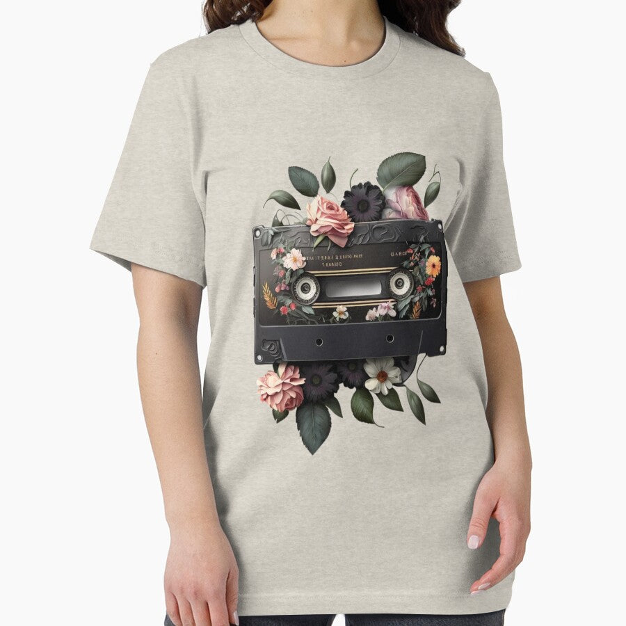 Black Retro Cassette tape Flowers: A Nostalgic Tribute to 60s, 70s, and 80s Music on Cassette Tape" by Joulyacreation